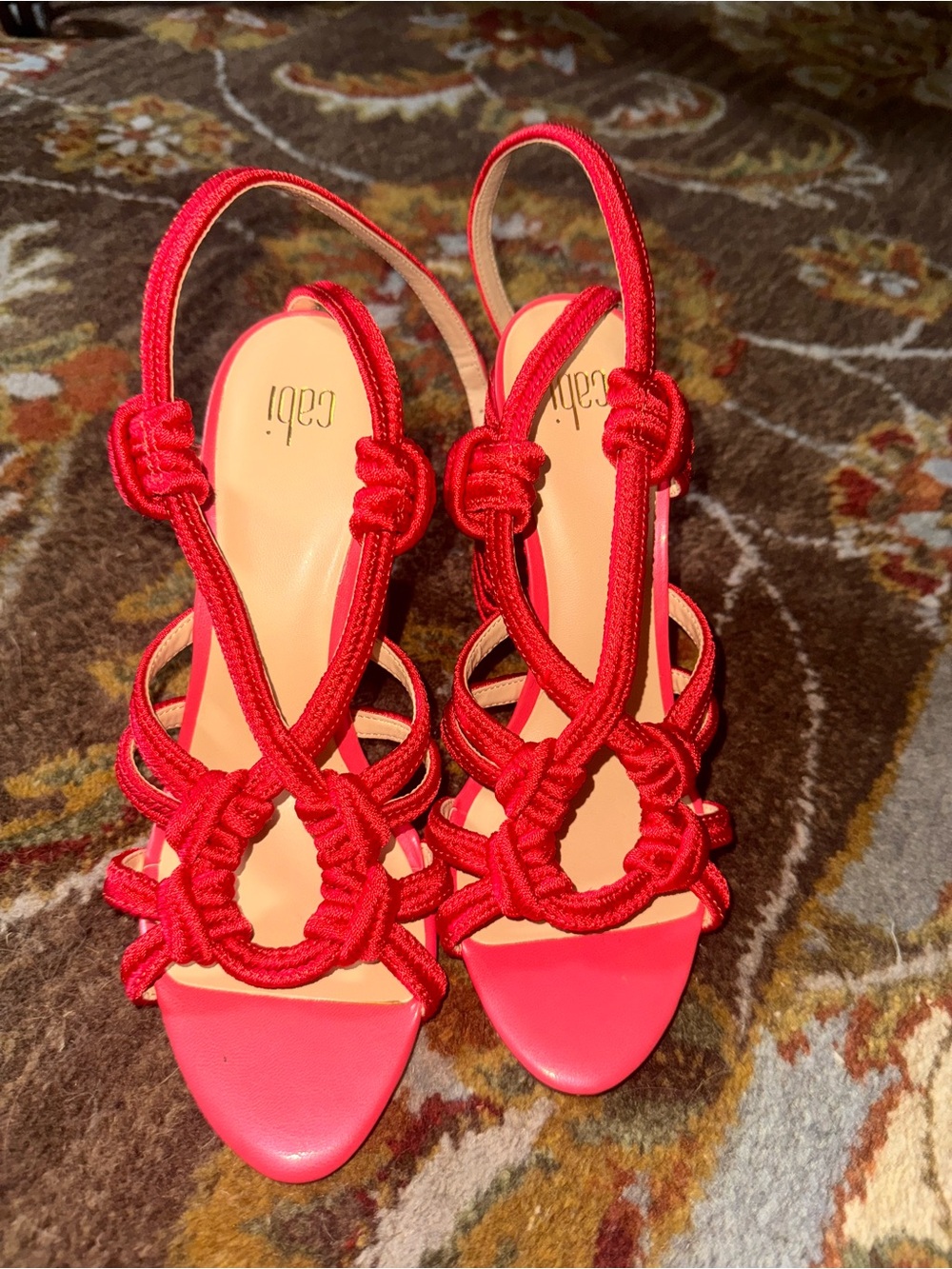 CAbi Red Knotted Rope Slingback Heels